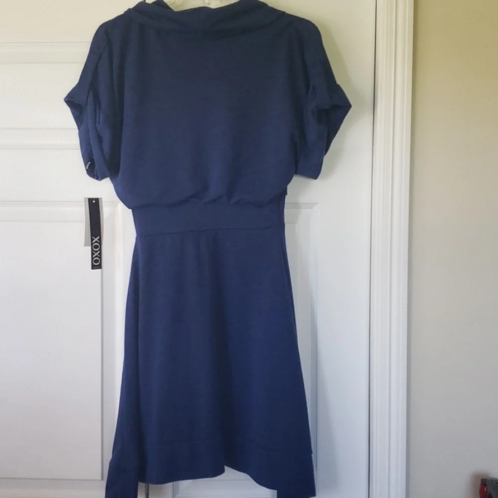 NWT XOXO Blue swoop neck knee length dress - Picture 4 of 5